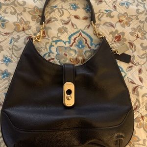 Black leather coach shoulder bag